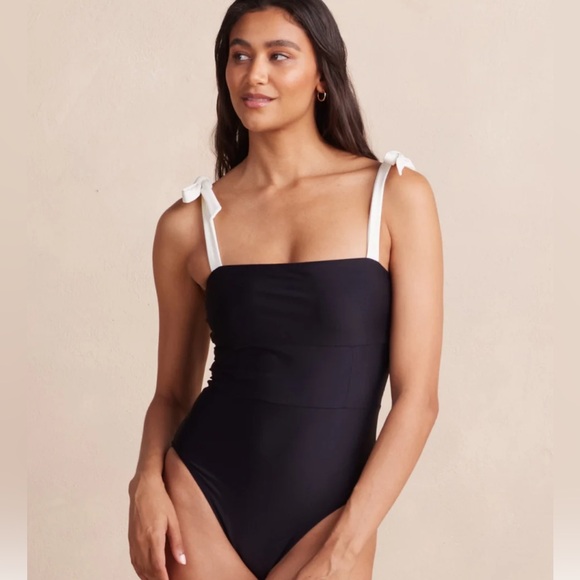 Summersalt Black and White Contrast Tie Strap One Piece Swimsuit Women's 16 NWT - Picture 1 of 9